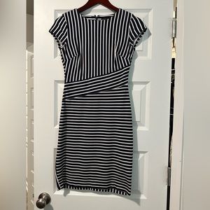 Blue and White striped sheath dress